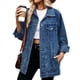 thumbnail image 3 of Chaquetas Vaqueras para Mujer, Modernas Chaquetas Vaqueras Estilo Camionero con Botones, Mangas Largas y Dobladillo Deshilachado. Azul Profundo L, 3 of 10
