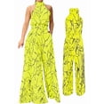 thumbnail image 3 of Combinaisons Habillées pour Femmes Soirée Invitée de Mariage Grande Taille Sans Manches Combinaisons Pantalon Grand Long Jaune P, 3 of 5