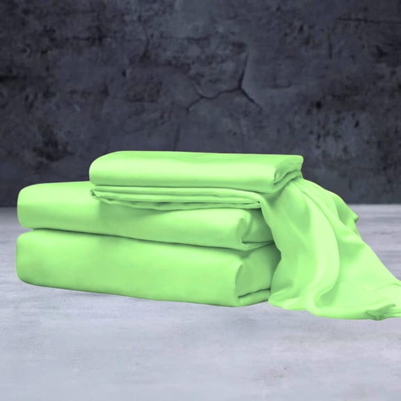 Mulberry Silk Satin Sheet Set - 4 Pc (1 Flat Sheet, 1 Fitted Sheet, 2 Pillowcases) - Smooth Bedding for Queen/King Bed - Wrinkle-Resistant, 15" Deep Pockets, Breathable & Cooling.(Sage,FULL)