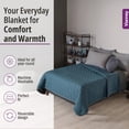 thumbnail image 4 of Vianney - Twin Comforter - 71x93 Inches - Reversible Lightweight Blanket with Triangular Quilt Pattern - Year-Round Soft Cozy Bedding in Cobalt Blue and Dark Grey, 4 of 7