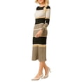 thumbnail image 4 of INSPIRAR CHIC Vestido de suéter a rayas para mujer, manga larga, casual, de punto, bodycon, talla M, caqui, 4 of 5
