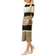 thumbnail image 4 of INSPIRAR CHIC Vestido de suéter a rayas para mujer, manga larga, casual, de punto, bodycon, talla M, caqui, 4 of 5