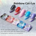 thumbnail image 4 of modelones Rainbow Cat Eye Gel Nail Polish Top Coat, 2-in-one 9D Glitter Clear Gel Polish with Magnet Stick Holographic Glossy Finish Long Lasting Soak Off Manicure Home Salon Nail Art 10 ML, 4 of 9