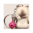 thumbnail image 3 of Cute Shy Cat Keychain Kawaii Chubby Kitten Bell Charm Keyrings Bag Pendant Fashion Animal Key Holder Keys Organizer for Boys Girls KHAKI, 3 of 7
