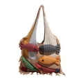 thumbnail image 2 of JZCHUNTOY Tote Bag 1 Piece, Large Capacity Tassel Splicing Design Shoulder Bag, Durable Canvas Multipurpose Handbag, for Work Shopping Travel Daily Commute Outdoor Activities Use, 2 of 6