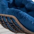 thumbnail image 4 of PORKISS Papasan Rocking Chair Indoor and Outdoor, Patio Rocker Recliner Chair with Padded Cushion, Modern Lounge Egg Chair with Steel, Rattan Frame, Velvet Navy Blue, 4 of 12