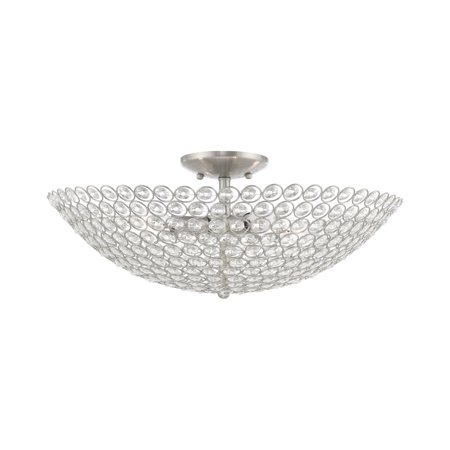 

Livex Lighting 40447 Cassandra 4 Light 20 Wide Semi-Flush Bowl Ceiling Fixture - Nickel