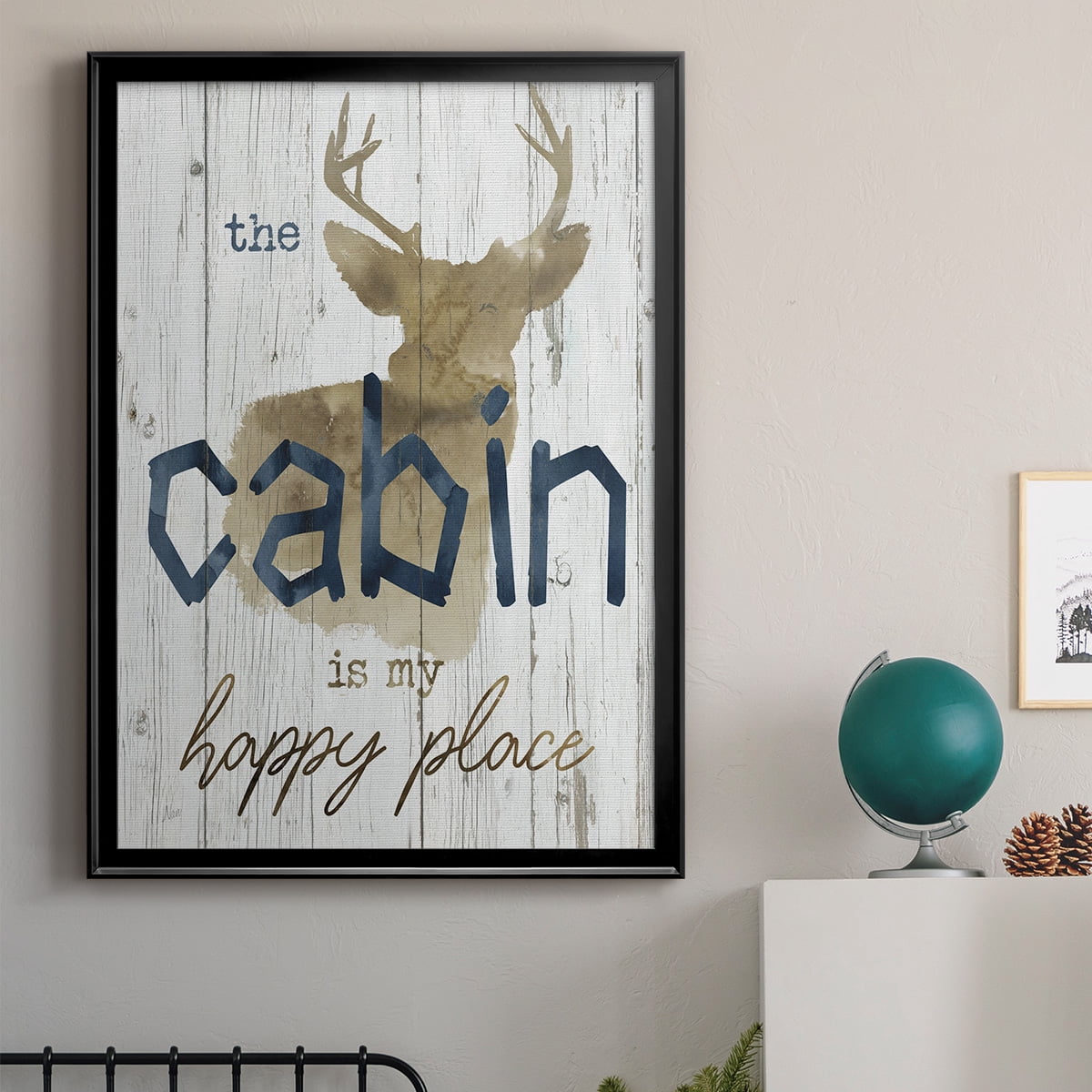 Happy Place Cabin Premium Classic Framed Print - Ready to Hang