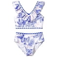 thumbnail image 1 of Akiihool Girls Long Sleeve Swimsuit Girls Long Sleeve Swimsuit Two Piece Rash Guard Dress with Swim Shorts Front Zip for Kids Tween Teens UPF 50+ (White,6-7 Years), 1 of 4
