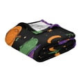 thumbnail image 3 of 70x55 Inches Glow in The Dark Blanket Cozy Throw Camping Blankets for Home and Outdoor Use Purple and Orange Halloween Icons, 3 of 8