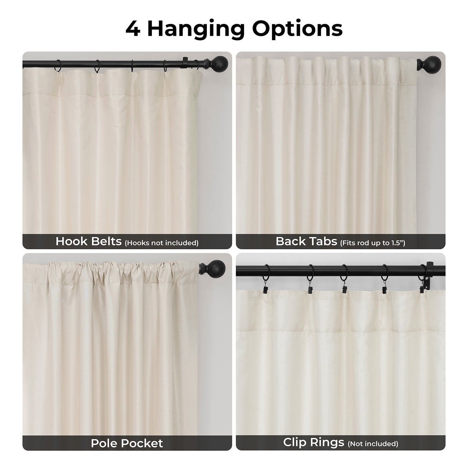Half Price Drapes Off White Silk Blackout Curtains for Bedrooms(1 Panel),50WX 120L