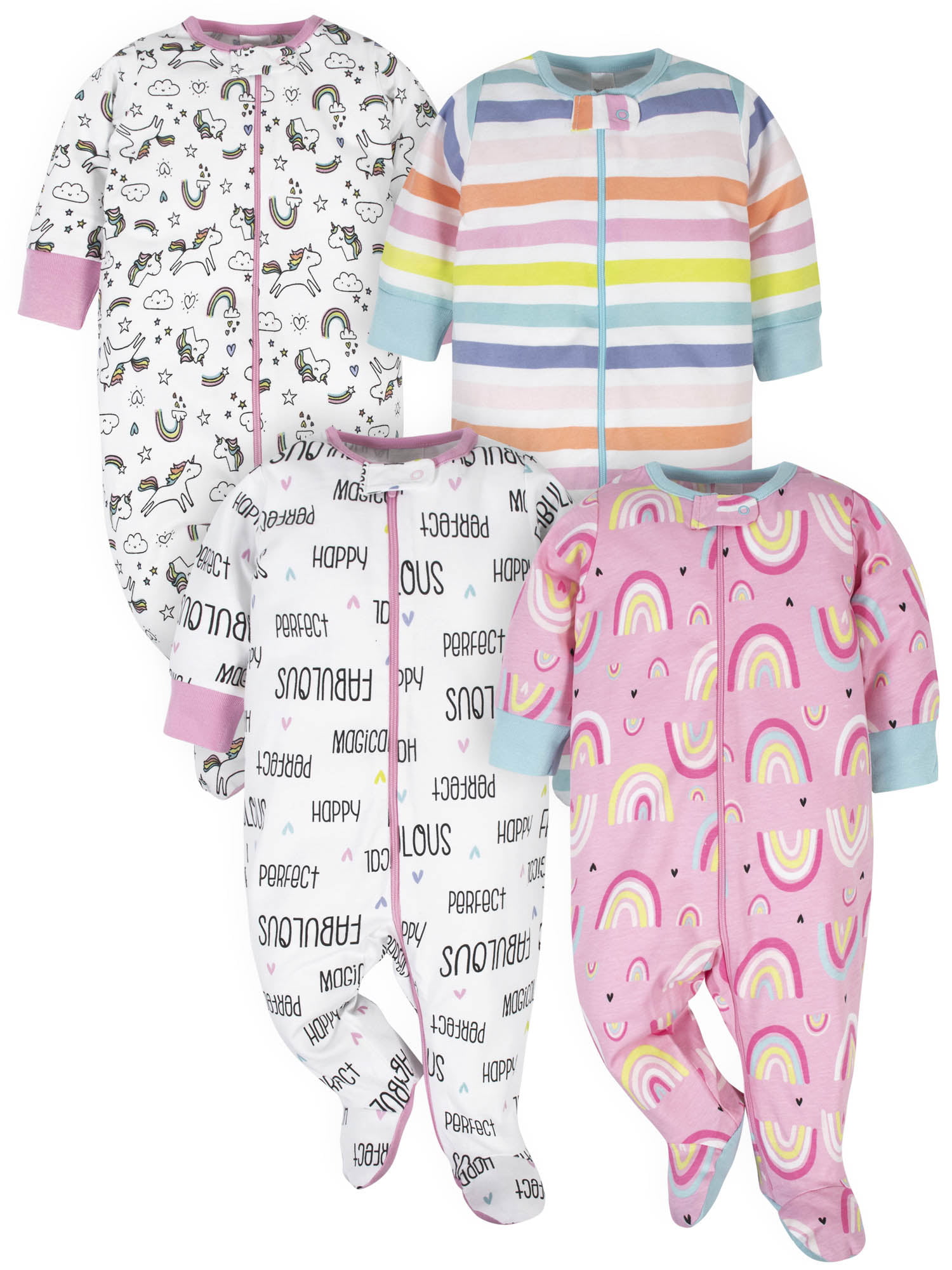Newborn Baby Girls Bodysuit Short-Sleeve Onesie Cat Noodles Lotus Print Rompers Spring Pajamas 
