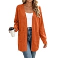 thumbnail image 3 of Fall Winter Cardigan for Women Long Sleeve Open Front Cardigan Casual Solid Color Coat with Pockets, 3 of 7