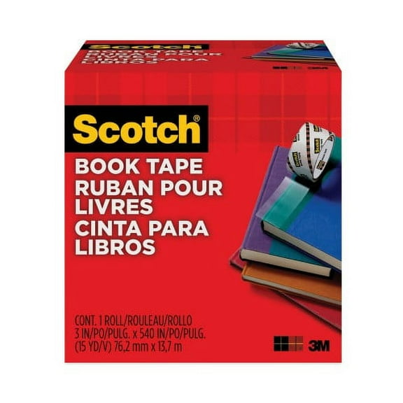 2PK Scotch Book Tape, 3" Core, 3" x 15 yds, Clear (8453)
