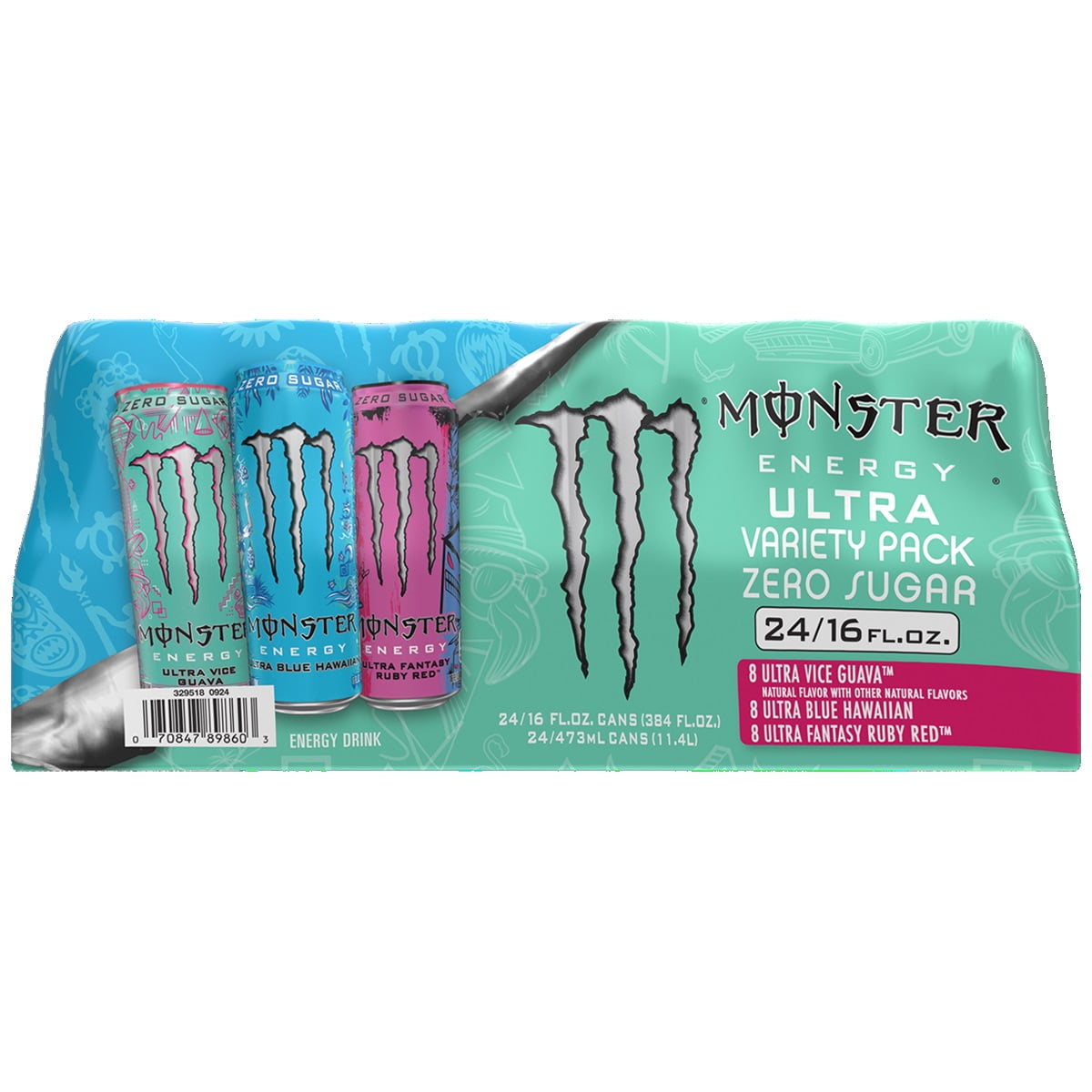 Monster Energy Drink, Zero Sugar, Variety Pack, 16 Fluid Ounce (Pack of 24)