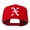 Red, variant on Old English X Embroidered Flat Bill Cap - Navy OSFM