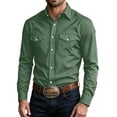 thumbnail image 2 of DYTTDG Men's Dual Chest Pocket Lapel Western Shirt, Solid Long Sleeve Button Up Regular Fit Casual Business Work Top, 2 of 8