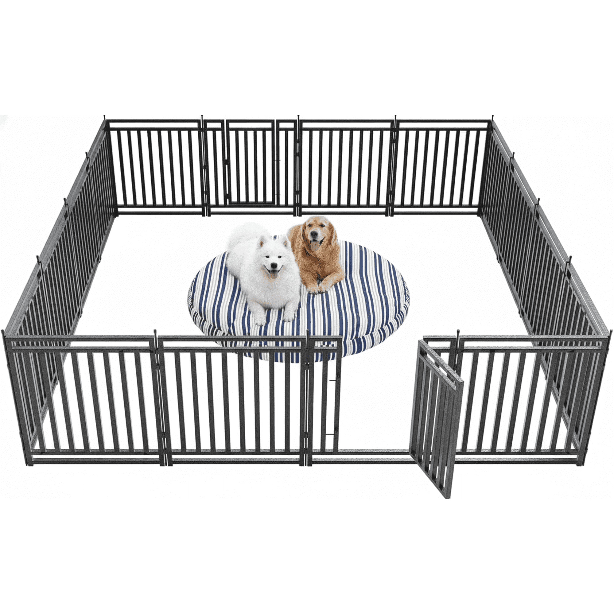 SPZONE 32" Portable Metal Dog Pen, 16 Panels for Outdoor Yard or RV Camping, Black/Silver
