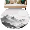 thumbnail image 2 of 6ft Round Rug, Mountain Non-Skid Rubber Backing Large Area Rugs - Living Room Bedroom Home Office, Eagle Sky Cloud Black and White Landscape Indoor Floor Mat Carpets Washable Rug, 2 of 9