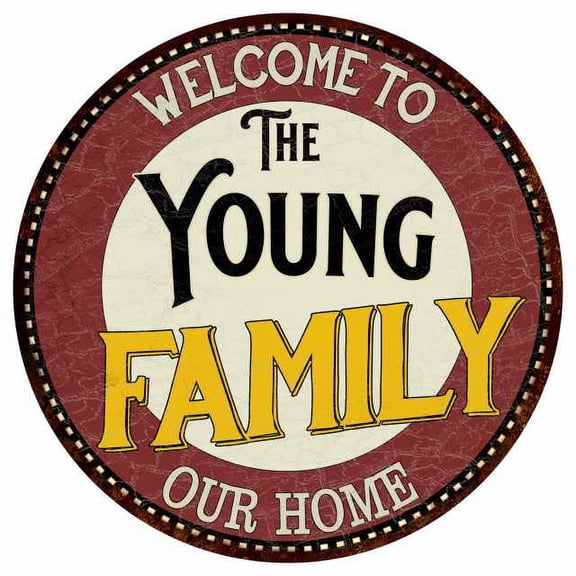The Young Family 14" Round Metal Sign Kitchen Game Room Decor 100140038032