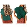 thumbnail image 3 of Women'S Solid Sleeveless Vest Mock Neck Cap Sleeve Knitwear Sweater Tops Green L, 3 of 6