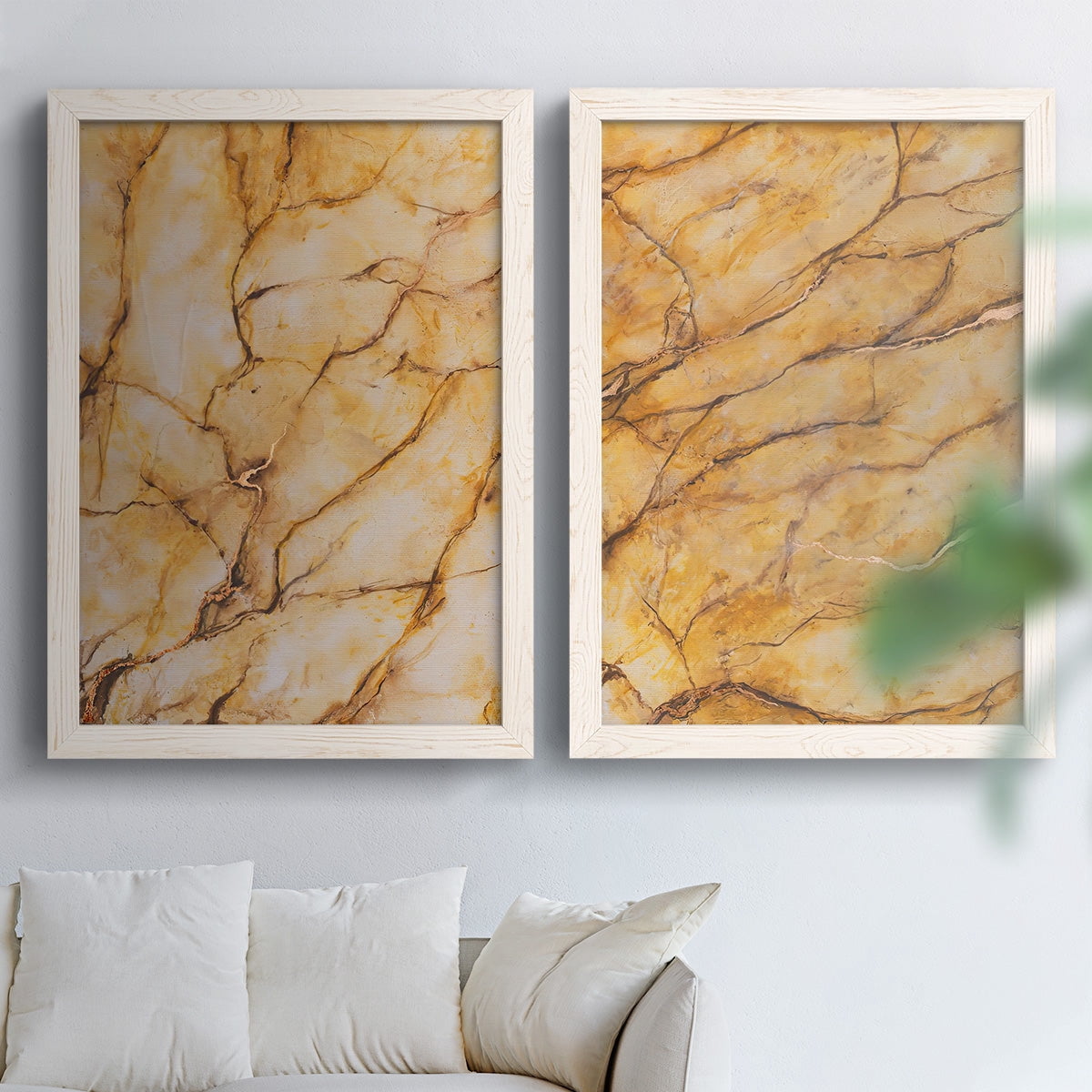 Yellow Marble I - Premium Framed Canvas 2 Piece Set - Ready to Hang