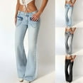 thumbnail image 2 of Zhanying Low Rise Button Fly Bootcut Denim Jeans Women - Butt Lifting Curvy Stretchy Denim Pants - Petite Midsize Plussize Oversize Blue XL, 2 of 8