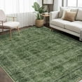 thumbnail image 2 of 8x10 Washable Area Rug Green Vintage Rug for Living Room Bedroom Low Pile Soft Non-Slip Boho Rug for Under Table Boho Distressed Retro Carpet for Bedroom Kitchen Office Dining, 2 of 8