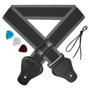 Guitar Accessories Set - TSV Adjustable Nylon Guitar Strap with 3 Guitar Picks, 32.3" - 51.2" Length & 1.8" Width Comfortable Guitar Strap with Leather Ends and Pick Pocket for Adult, Teenagers