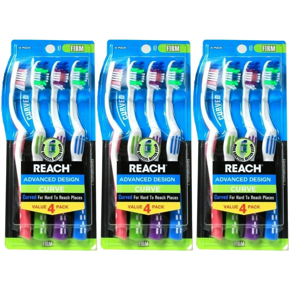 Reach Advanced Design Curve Firm Toothbrushes, 4 Count (Pack of 3