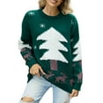 thumbnail image 1 of Fgnfyis Chandails pour Femmes Chandail Arbre de Noël Chandail Jacquard avec Cerf Chandail de Noël Chandail de Noël Chandails de Noël pour Femmes Vert G, 1 of 7