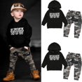 thumbnail image 1 of Kid Baby Boy Letters Hooded Tops Sweatshirt Camouflage Pants Outfits Autumn Clothes, 1 of 5