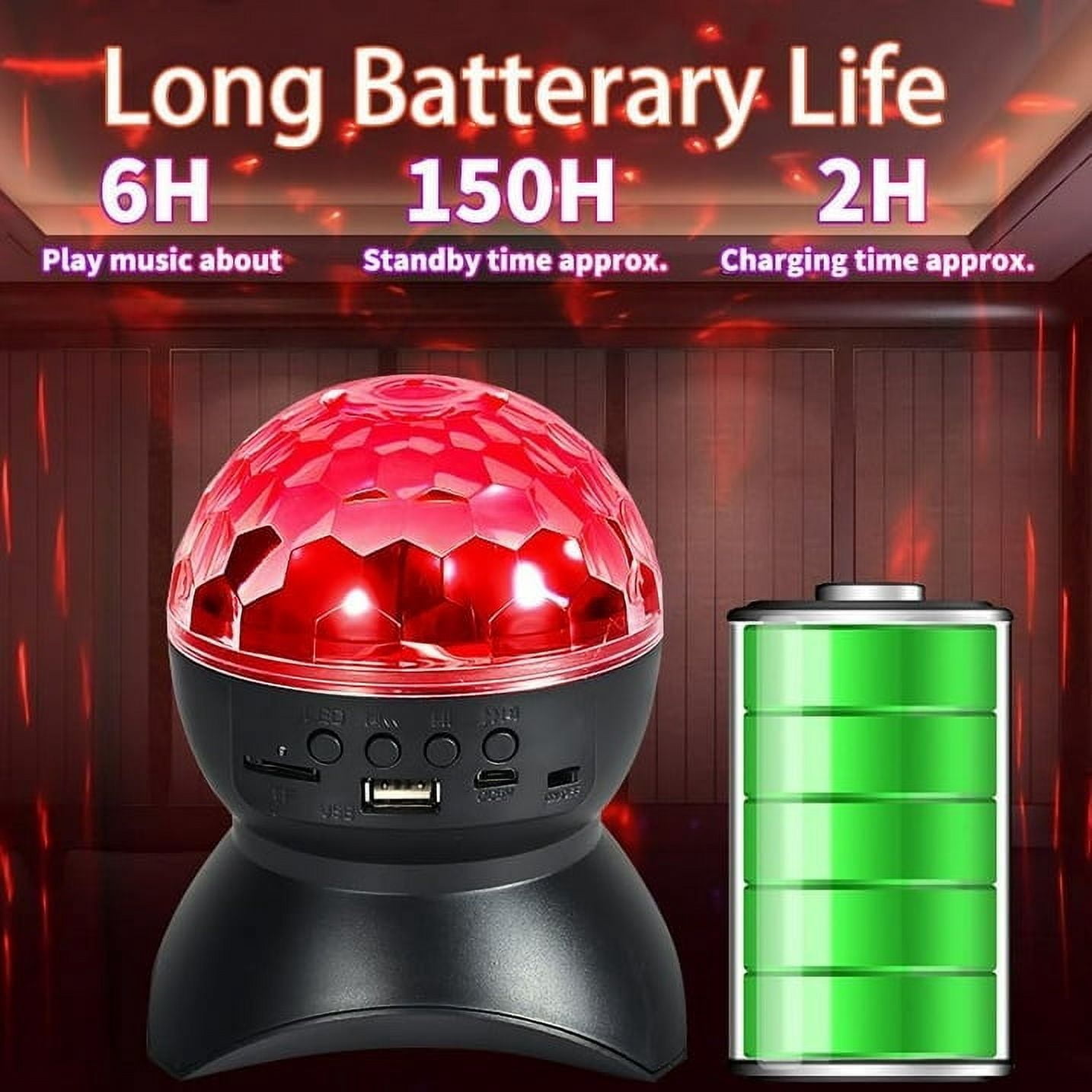 Disco Ball Light, DJ Strobe Light with Bluetooth Speaker RGB Stage Lights, Portable Crystal Party Lights for Xmas KTV Club Pub Show Home Theater