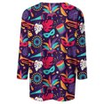 thumbnail image 4 of Outfmvch Chemises Mardi Gras pour Femmes, Manches 3/4 Hauts pour Femmes, Tenue Mardi Gras pour Femmes, Blouses pour Femmes, Hauts d'Entraînement pour Femmes, Haut Imprimé Carnaval à Col Rond Mode Chandail en Molleton Violet m, 4 of 4