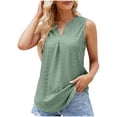 thumbnail image 1 of Timegard Womens Tank Tops Eyelet V Neck Ruched Tunic Tops Summer Beach Dressy Casual Solid Color Tee, 1 of 7