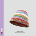 thumbnail image 6 of SikaFu Japanese Instagram Rainbow Straw Knitted Hat Summer Outage Sunscreen Bucket Hat Beach Big Eaves Show Face Small Knitted Fisherman Hat, 6 of 9
