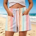 thumbnail image 2 of Jerdar Women's Casual Shorts Striped High Waisted Summer Beach Cover Up Shorts with Pockets XL, 2 of 6