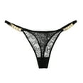 thumbnail image 6 of opolski Women Sexy Thongs Chain Rhinestone Decor Hollow Out Lace Mesh Thin Soft Elastic Mid Waist Embroidery Anti-septic Breathable Lady Underpants Briefs, 6 of 8