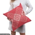 thumbnail image 4 of Ambesonne Aztec Fabric by the Yard Upholstery, Square and Triangle Forms, 2 Yards, Dark Coral and Pale Eggshell, 4 of 4