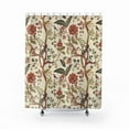 thumbnail image 2 of Vintage Tree of Life Shower Curtain Florals (Cream & Red), Chickadee Birds Design, Maximalist Bathroom Decor, Antique Tapestry Shower Curtain 60x72in, 2 of 5
