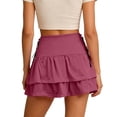 thumbnail image 4 of TaTaai Women's Solid High Waisted A-Line Mini Skirt Tiered Ruffle Tie Waist Double Layer Hem Vintage Style for Casual Summer Daily Wear Gift, 4 of 5