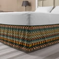thumbnail image 1 of African Bed Skirt, Complex Pattern of Triangles Half Circles and Zigzag Lines with Retro Grunge Look, Elastic Bedskirt Dust Ruffle Wrap Around for Bedding Decor, 4 Sizes, Multicolor, by Ambesonne, 1 of 2
