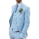 thumbnail image 1 of Wehilion Traje de lino retro para hombre Esmoquin de regreso a casa azul claro Verano Slim Fit Chaqueta de 3 piezas Blazer Playa Boda Traje de hombre bb-l, 1 of 5