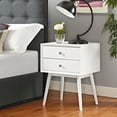 thumbnail image 2 of Nightstand Side End Table, Wood, White, Modern Contemporary Urban Design, Bedroom Master Guest Suite Living Room, 2 of 5