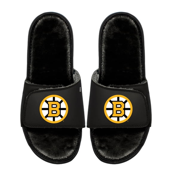 Youth ISlide Boston Bruins Logo Fur Slide Sandals