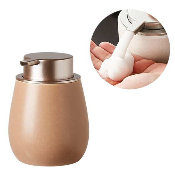 Dispensador de jabón for baño, dispensador de jabón espumoso de cerámica con bomba de oro rosa, plato de loción recargable