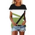 thumbnail image 2 of ZQUUVOU Women's Casual Short Sleeve Shirt Print Color Round Neck Blouse Green, 2 of 8