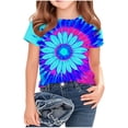 thumbnail image 2 of Amidoa Summer Girls Short Sleeve Shirts Pullover Graphic T Shirts Casual Tops Crewneck Girls Basic Tees,Blue,3-4 Years, 2 of 5