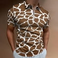 thumbnail image 2 of Giraffe Print Men Zipper T-shirt Summer Casual Short Sleeve T-shirt Top, 2 of 7