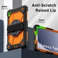 thumbnail image 4 of for Samsung Galaxy Tab A9 8.7" 2023 Case, Military Grade Heavy Duty Silicone Protection Cover with Pencil Holder + 360 Rotating Stand + Wrist Handle Rugged Cover, Black+Orange, 4 of 7
